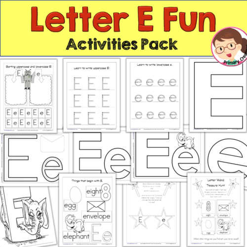 Alphabet Worksheets, Letter Recognition 'E' Pack - Autism SPED Preschool Prek